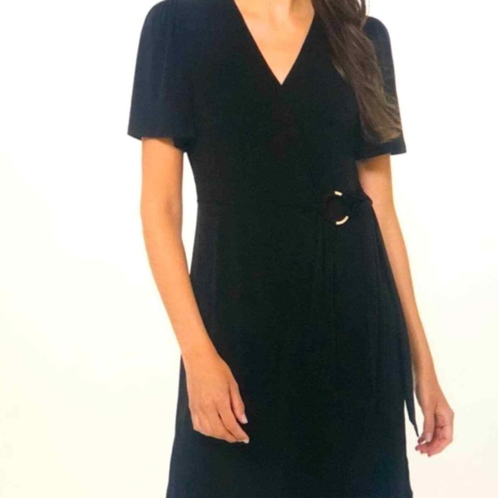 Michael Kors Faux Wrap Dress with Gold Accent